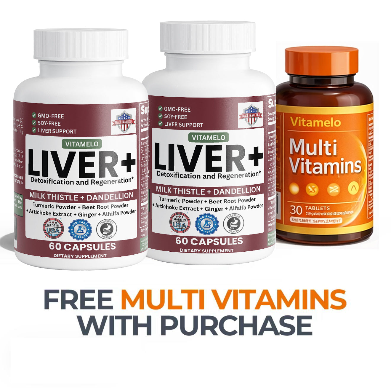 VITAMELO Liver Cleanse & Detox Supplement (Milk Thistle + Dandelion Root)