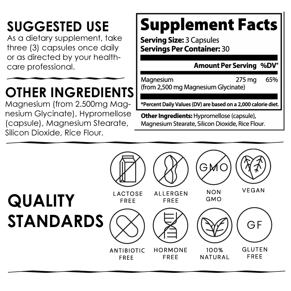 Magnesium Glycinate - For Stress, Bone Health & Sleep