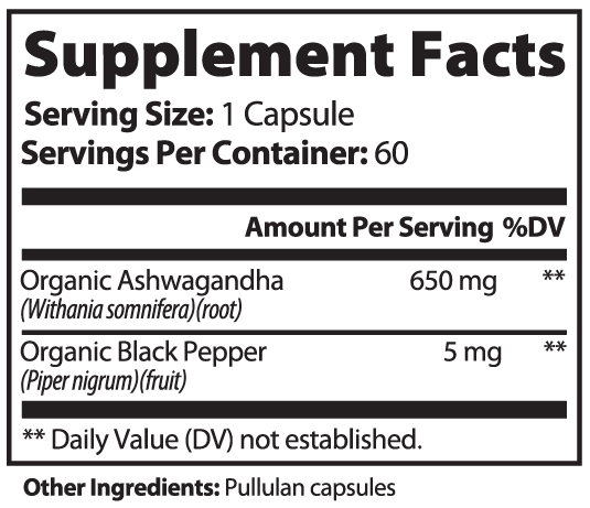 Organic Ashwagandha Capsules – Stress Relief, Calm & Mood Support