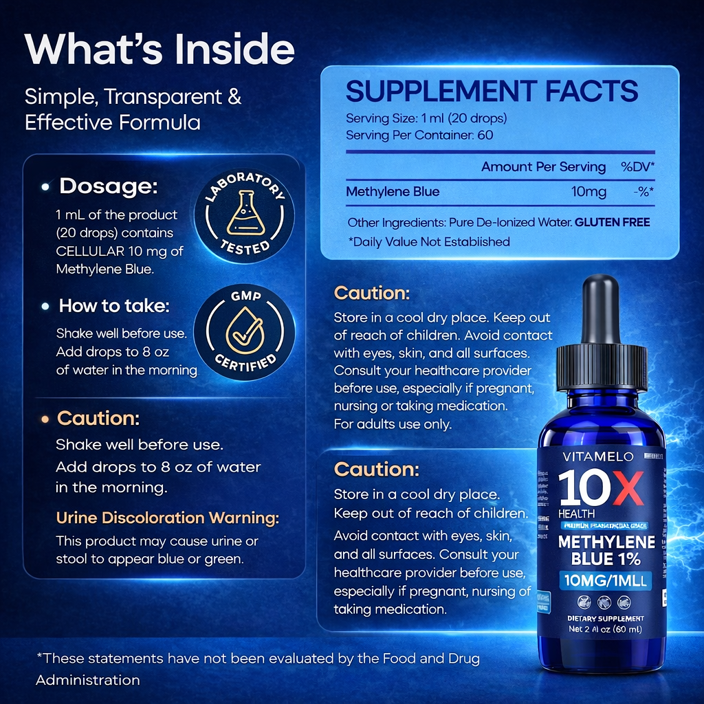 Methylene Blue 1% Solution - 99.99% Purity USP Pharmaceutical Grade