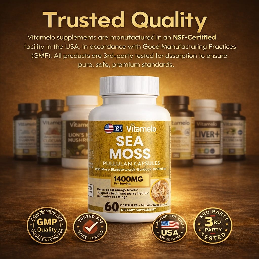 Organic Irish Sea Moss Capsules (Bladderwrack + Burdock Root)