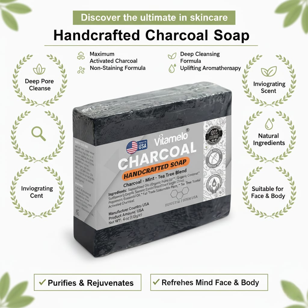 Activated Charcoal Detox Soap with Peppermint & Tea Tree