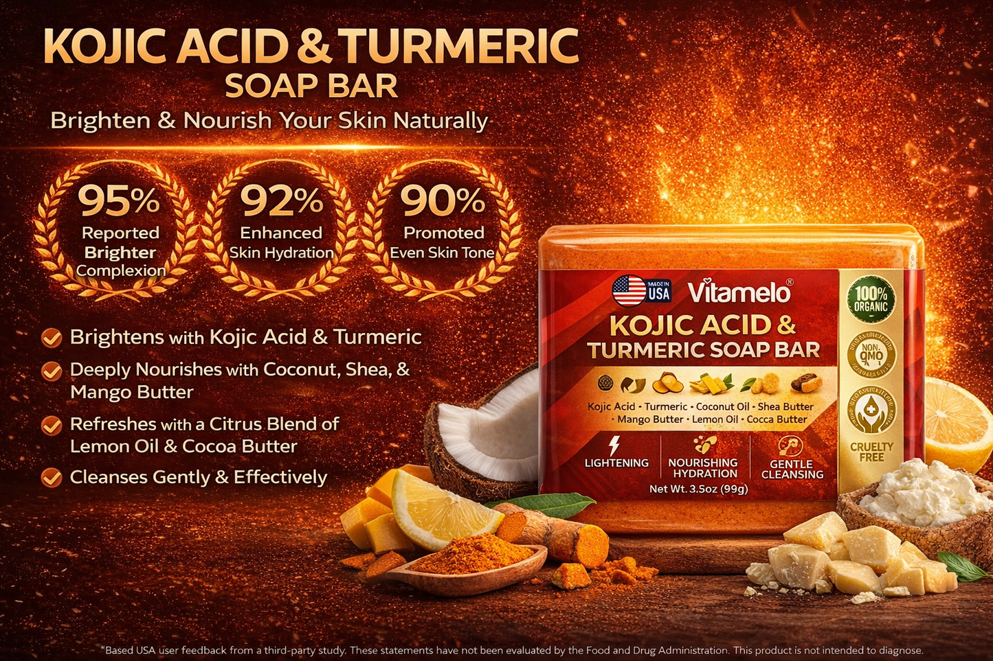 Turmeric Brightening Soap (with Vitamin C, Alpha Arbutin, Oat)
