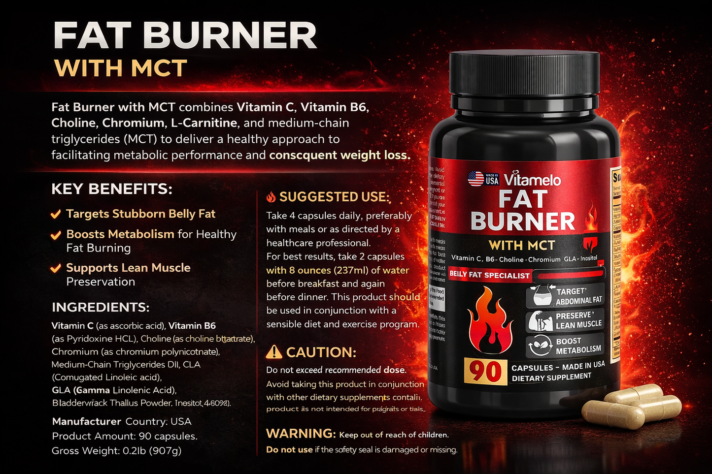 Super Fat Burner with MCT ( For Keto, Ketosis, and Ketogenic Diets)