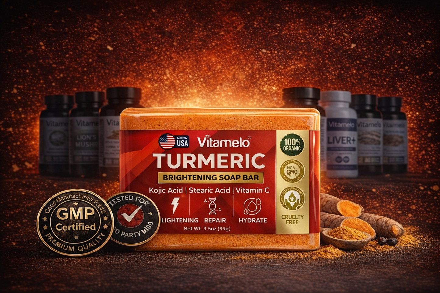 Turmeric Brightening Soap (with Vitamin C, Alpha Arbutin, Oat)